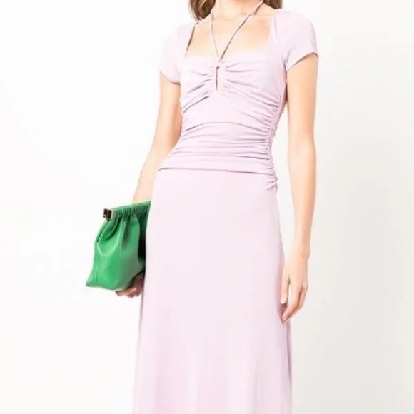 NWOT Cinq A Sept Janis Pale Iris Ruched Midi Dress Sz 4 - Picture 4 of 8